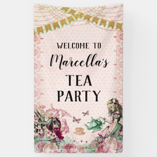Alice in Wonderland Tea Party Blush & Mint Spandoek (Verticaal)