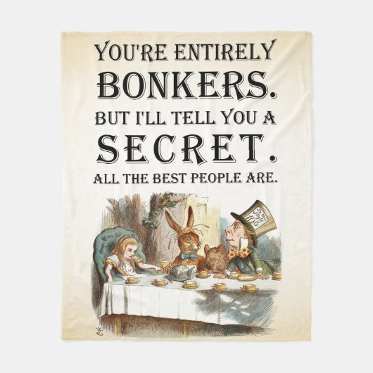 Alice in Wonderland - Tea Party - Bonkers Quote Fleece Deken (Voorkant)