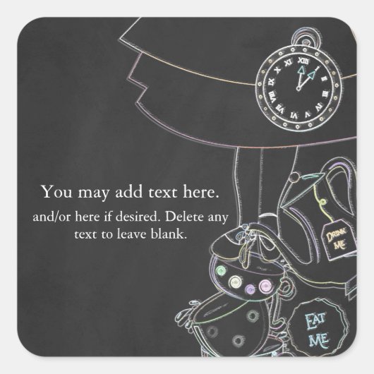 Alice in Wonderland Tea Party Chalkboard Favor Vierkante Sticker (Voorkant)