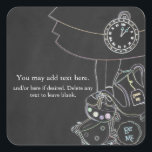Alice in Wonderland Tea Party Chalkboard Favor Vierkante Sticker<br><div class="desc">. Overeenkomende objecten beschikbaar.</div>