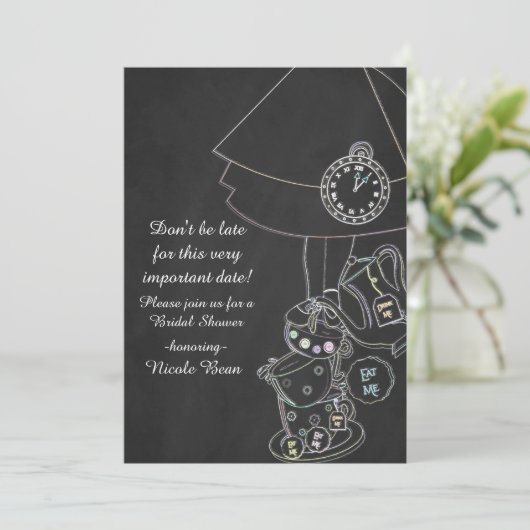 Alice in Wonderland Tea Party Chalkboard Whimsical Kaart (Staand voorkant)