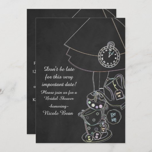 Alice in Wonderland Tea Party Chalkboard Whimsical Kaart (Voorkant / Achterkant)