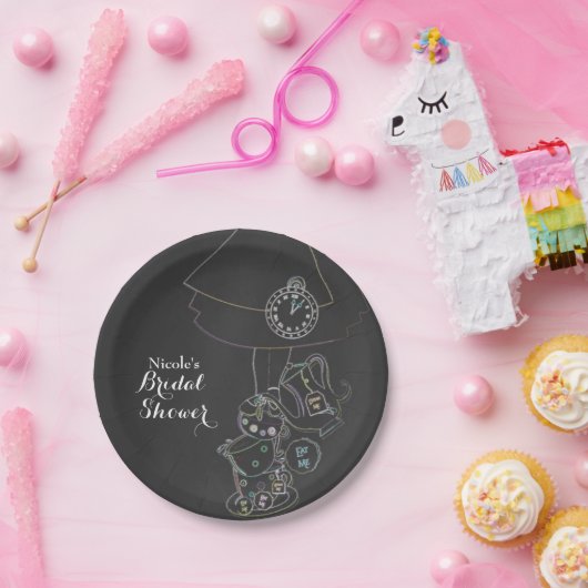 Alice in Wonderland Tea Party Chalkboard Whimsical Papieren Bordje (Feest)