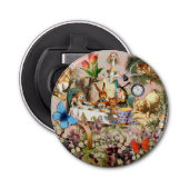 Alice in Wonderland tea party characters Button Flesopener (Voorkant)