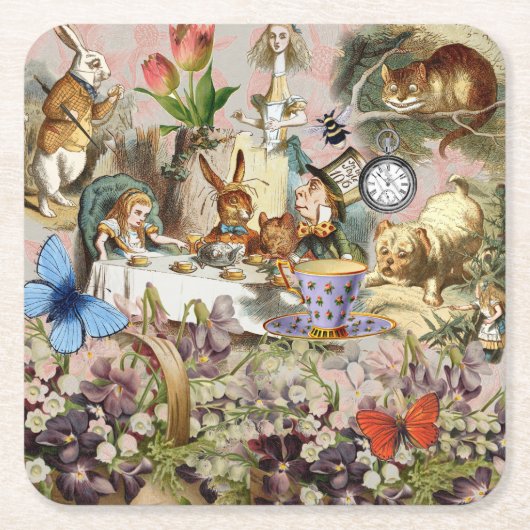 Alice in Wonderland tea party characters Kartonnen Onderzetters (Voorkant)