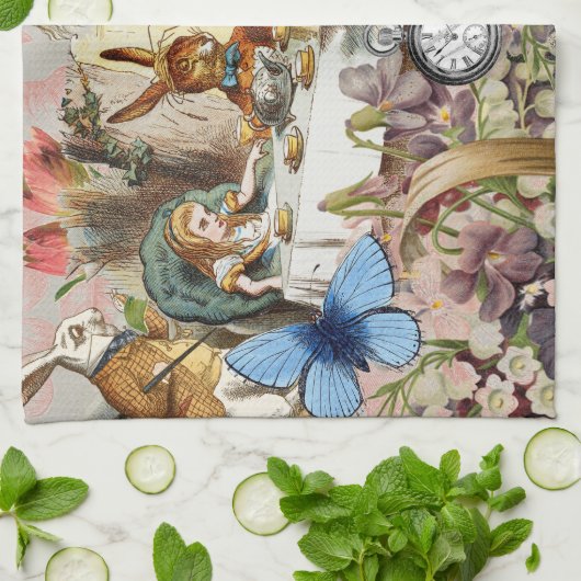 Alice in Wonderland tea party characters Theedoek (Gevouwen)