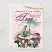 Alice in Wonderland Tea Party Custom Party Kaart (Voorkant)