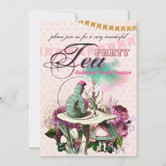 Alice in Wonderland Tea Party Custom Party Kaart (Voorkant)
