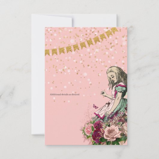 Alice in Wonderland Tea Party Custom Party Kaart (Achterkant)