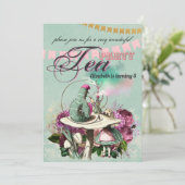Alice in Wonderland Tea Party Custom Party Kaart (Staand voorkant)