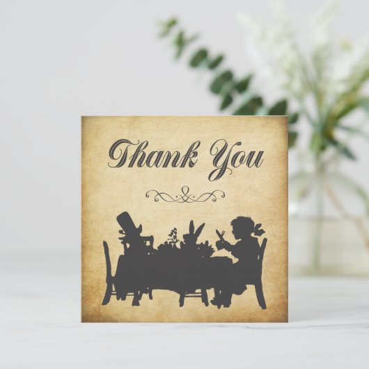 Alice in Wonderland Tea Party Dank u Bedankkaart (Staand voorkant)