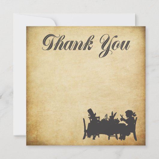 Alice in Wonderland Tea Party Dank u Bedankkaart (Achterkant)