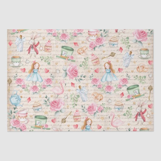  Alice in Wonderland Tea Party Decoupage Ti Tissuepapier (Voorkant)