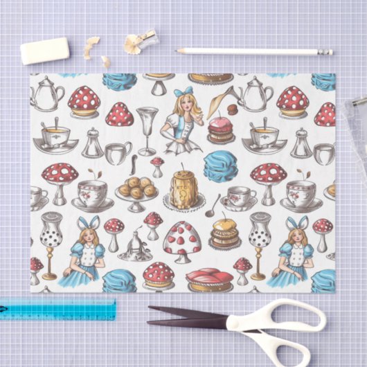 Alice in Wonderland Tea Party Decoupage Tissuepapier (Craft)