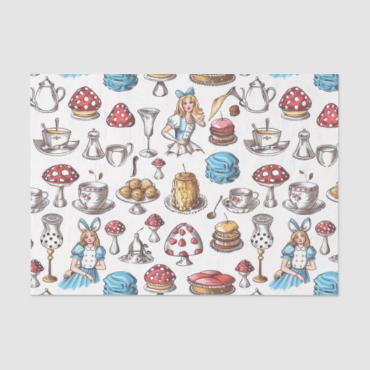 Alice in Wonderland Tea Party Decoupage Tissuepapier (Voorkant)