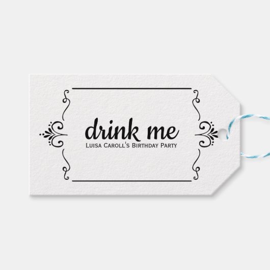 Alice in Wonderland TEA PARTY drink me partij guns Cadeaulabel (Voorkant (Horizontaal))