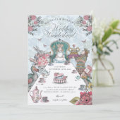 Alice in Wonderland Tea Party Fairytale Wedding Kaart (Staand voorkant)