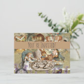 Alice in Wonderland Tea Party Gasten Kaart (Staand voorkant)