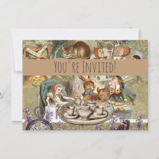 Alice in Wonderland Tea Party Gasten Kaart (Voorkant)