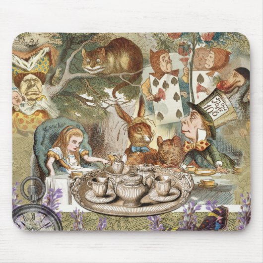 Alice in Wonderland Tea Party Gasten Muismat (Voorkant)