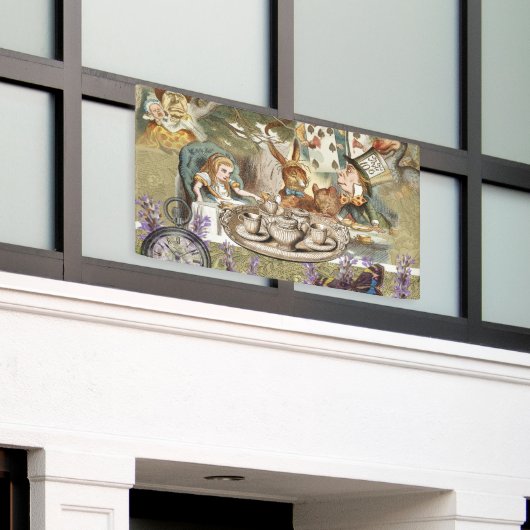 Alice in Wonderland Tea Party Gasten Spandoek (Buitenkant Gebouw)