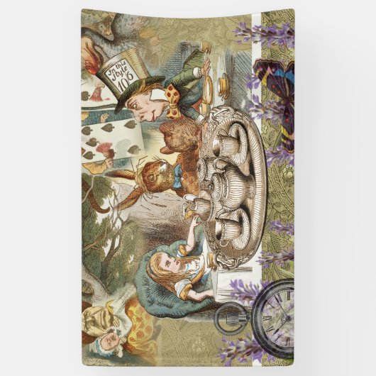 Alice in Wonderland Tea Party Gasten Spandoek (Verticaal)