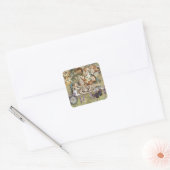 Alice in Wonderland Tea Party Gasten Vierkante Sticker (Envelop)