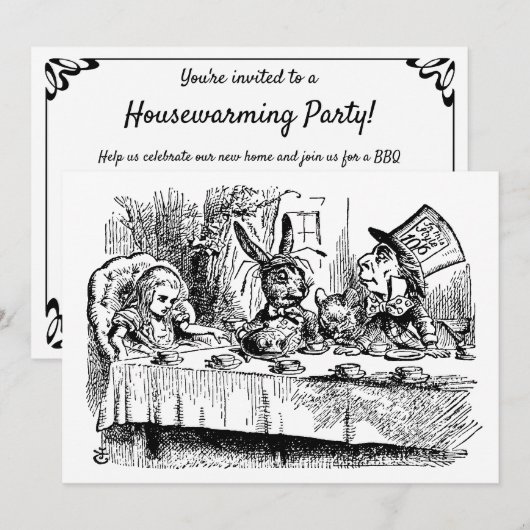  Alice in Wonderland Tea Party Housewarming Kaart (Voorkant / Achterkant)