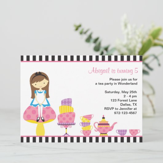 Alice in Wonderland Tea Party Kaart (Staand voorkant)