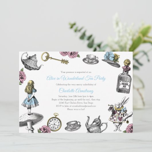  Alice in Wonderland Tea Party Kaart (Staand voorkant)