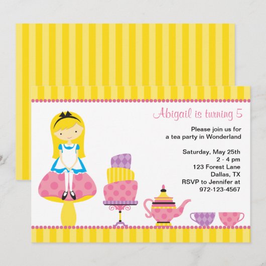 Alice in Wonderland Tea Party Kaart (Voorkant / Achterkant)