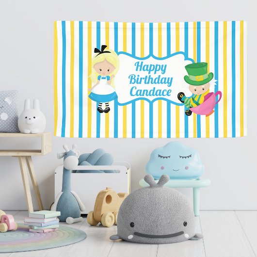 Alice in Wonderland Tea Party Kinder Aangepaste ve Spandoek