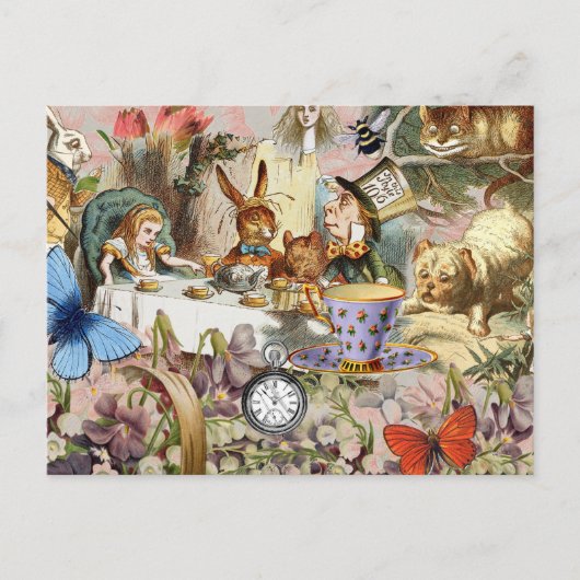 Alice in Wonderland Tea Party Kunst Briefkaart (Voorkant)