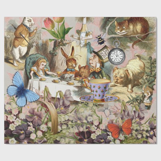 Alice in Wonderland Tea Party Kunst Cadeaupapier (Vlak)