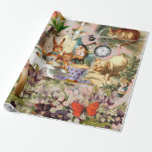 Alice in Wonderland Tea Party Kunst Cadeaupapier (Uitgerold)