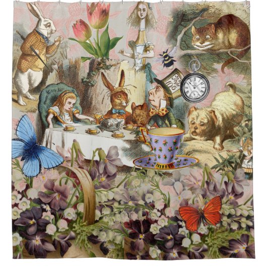 Alice in Wonderland Tea Party Kunst Douchegordijn (Voorkant)