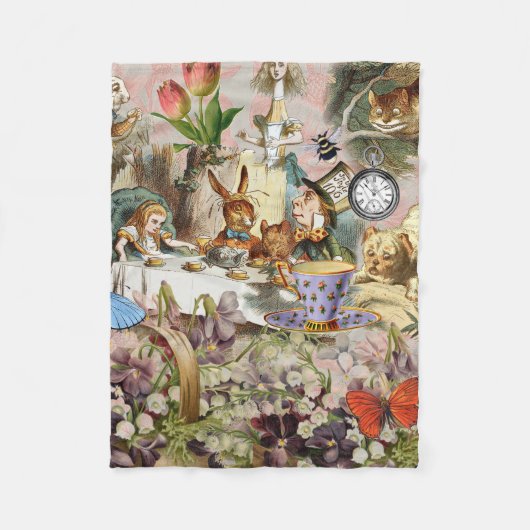 Alice in Wonderland Tea Party Kunst Fleece Deken (Voorkant)