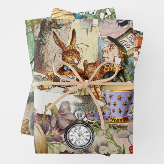 Alice in Wonderland Tea Party Kunst Inpakpapier Vel (In situ)