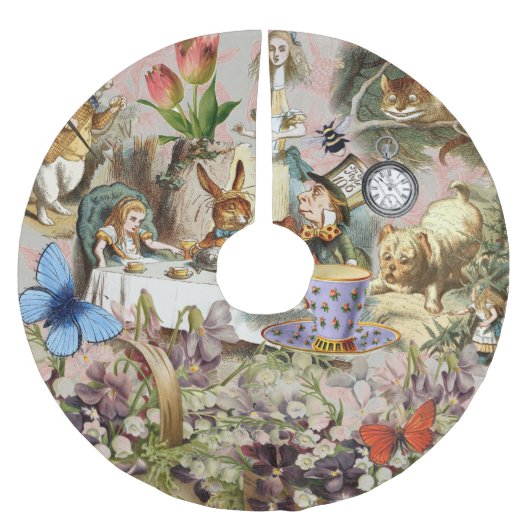 Alice in Wonderland Tea Party Kunst Kerstboom Rok (Voorkant)