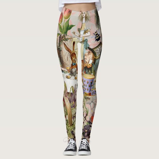 Alice in Wonderland Tea Party Kunst Leggings (Voorkant)