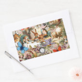 Alice in Wonderland Tea Party Kunst Rechthoekige Sticker (Envelop)
