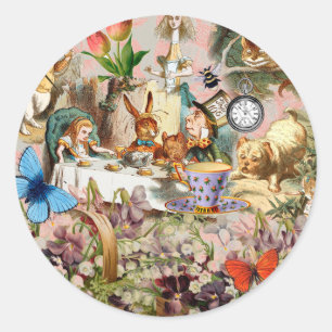Alice in Wonderland Tea Party Kunst Ronde Sticker