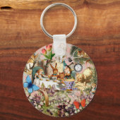 Alice in Wonderland Tea Party Kunst Sleutelhanger (Voorkant)