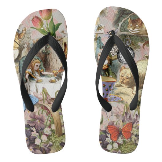Alice in Wonderland Tea Party Kunst Teenslippers (Voetbed)