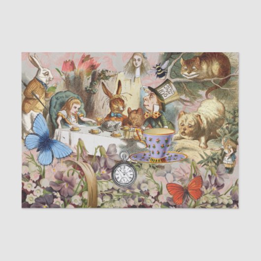 Alice in Wonderland Tea Party Kunst Tissuepapier (Voorkant)