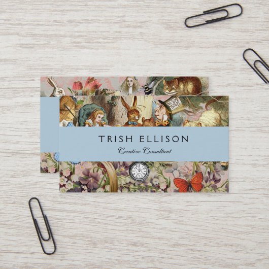 Alice in Wonderland Tea Party Kunst Visitekaartje (Voorkant / Achterkant in situ)