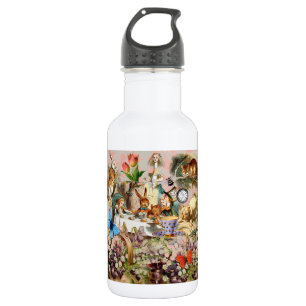 Alice in Wonderland Tea Party Kunst Waterfles
