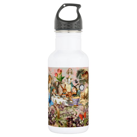 Alice in Wonderland Tea Party Kunst Waterfles (Voorkant)