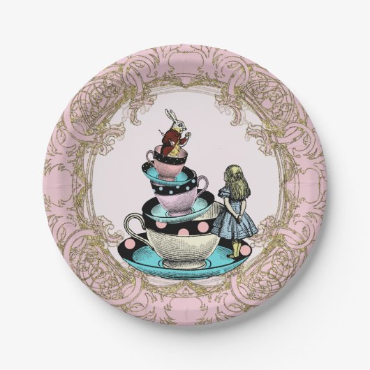 Alice in Wonderland Tea Party Papieren Bordje (Voorkant)