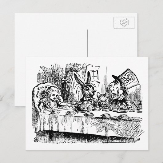  Alice in Wonderland, Tea Party Scene Briefkaart (Voorkant / Achterkant)